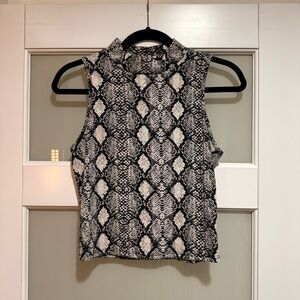 Caution To The Wind Snakeskin High Neck Sleeveless Top - Size Medium